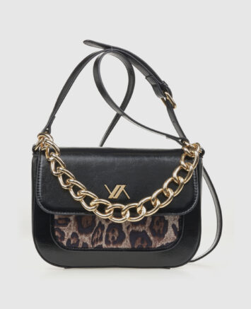VERDE ΓΥΝΑΙΚΕΙΑ ΤΣΑΝΤΑ ΧΙΑΣΤΙ 16-0008139  ANIMAL PRINT ΜΑΥΡΟ Γυναικείες τσάντες
