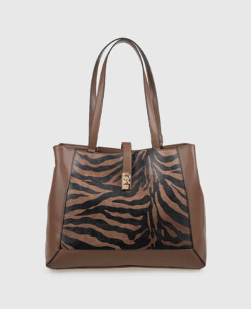 VERDE ΓΥΝΑΙΚΕΙΑ ΤΣΑΝΤΑ ΩΜΟΥ 16-0008324 ANIMAL PRINT ΚΑΦΕ Γυναικείες τσάντες